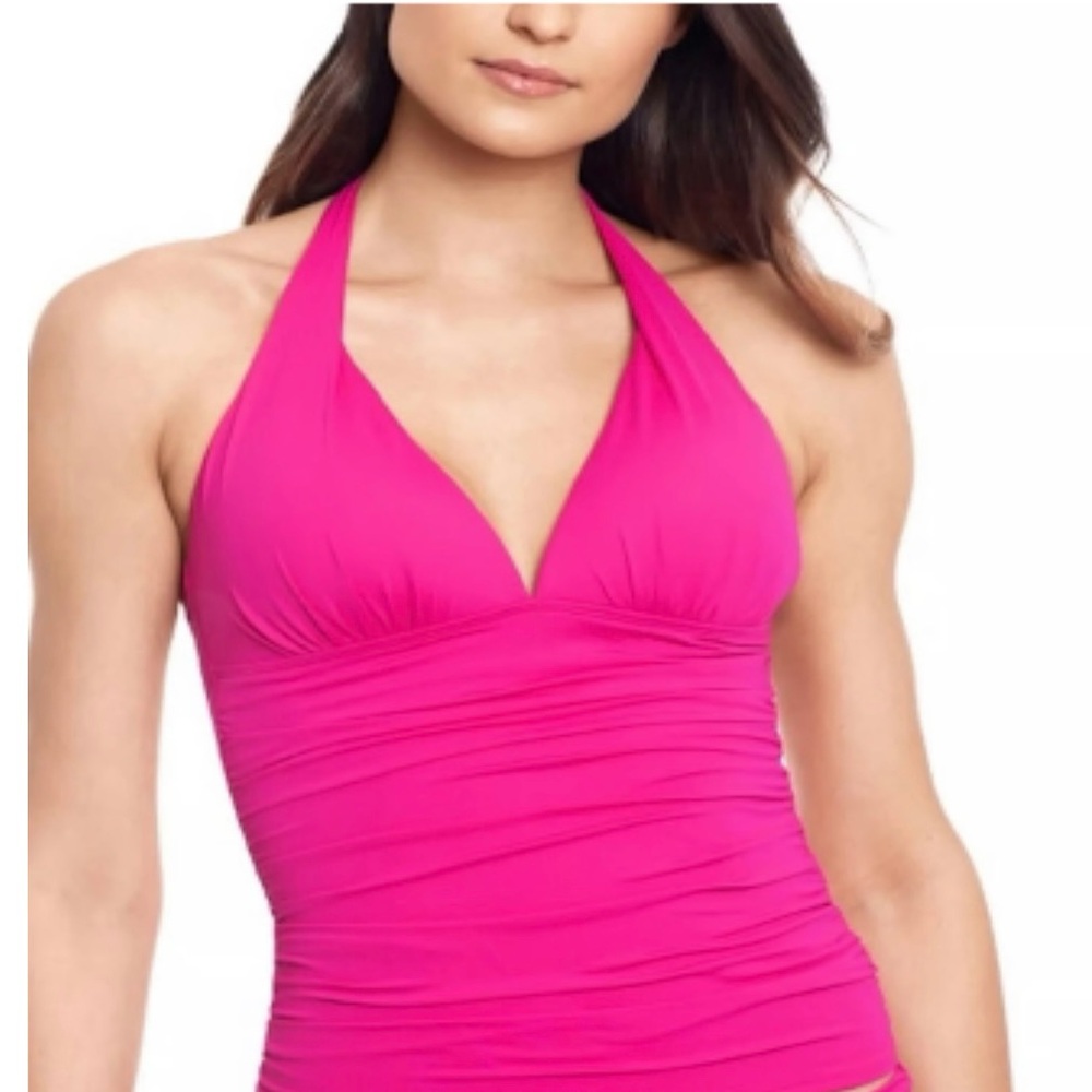Women's Ralph Lauren Beach Club Slimming Halter Tankini Swim Top - Orchid size10